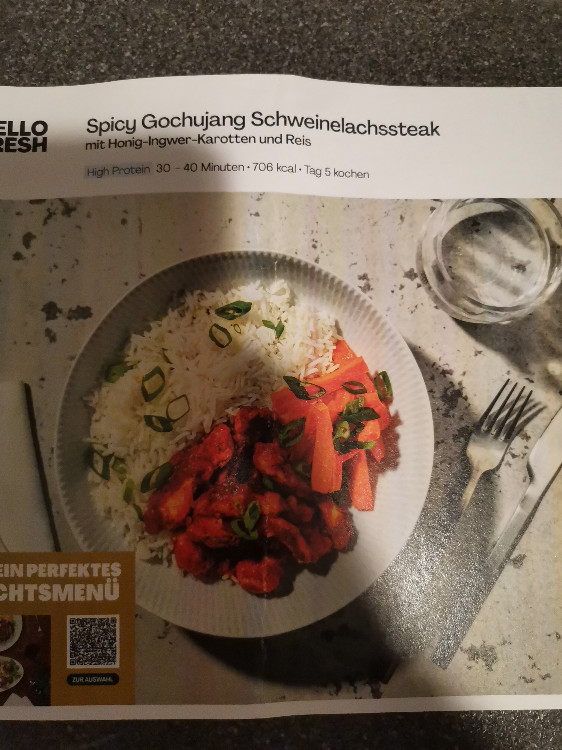 Spicy Gochujang Schweinelachssteak, mit Honig-Ingwer-Karotten un | Hochgeladen von: sebastian_grossherr