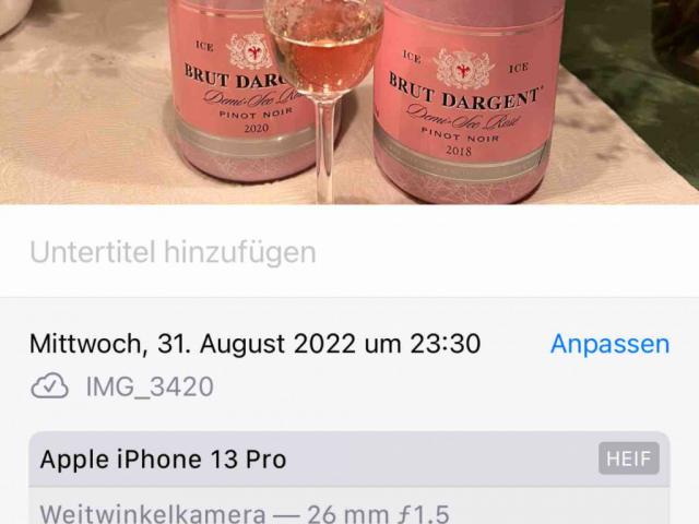 Brut Dargent Ice Rosé Pinot Noir Demi Sec von Synni777 | Hochgeladen von: Synni777