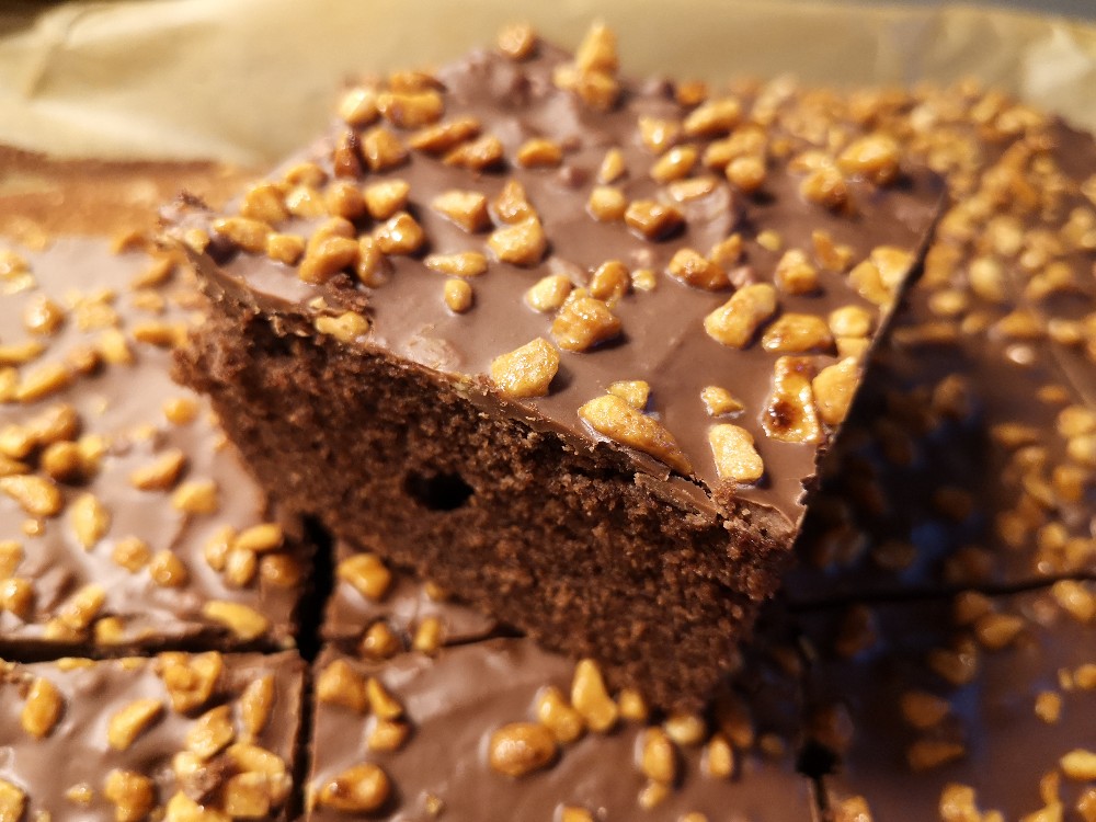 Schoko-Blechkuchen., mit Kaffee und Kuvertüre mit Mandeln von Ja | Hochgeladen von: JanineDD