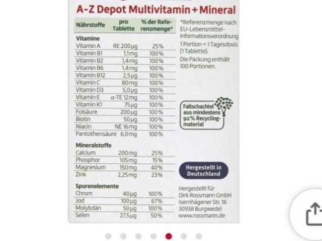 Altapharma a-z depot multivitamin und Mineral von mperformance45 | Hochgeladen von: mperformance459 Altapharma a-z depot multivitamin und Mineral von mperformance45 | Hochgeladen von: mperformance459