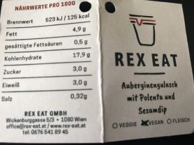 Rex Eat: Auberginengulasch mit Polenta und Sesamdip | Hochgeladen von: chriger