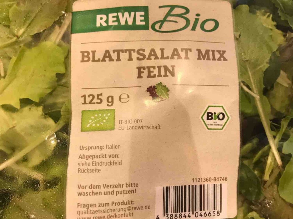 Rewe Bio Blattsalat Mix Lattughino Grun Lattughino Rot Blatt Kalorien Salat Fddb