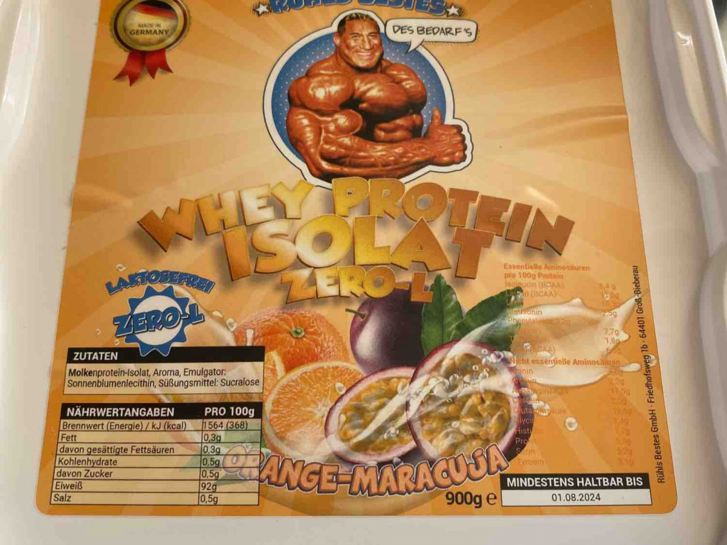 Whey Protein Isolat Zero-L (Orange-Maracuja) von Tom Rebmann | Hochgeladen von: Tom Rebmann