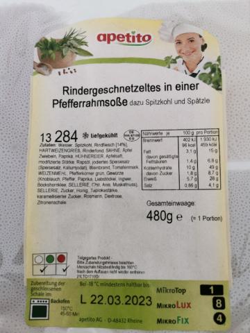 Rindergeschnetzeltes in einer Pfefferrahmsoße, dazu Spitzkohl un | Hochgeladen von: Roecky