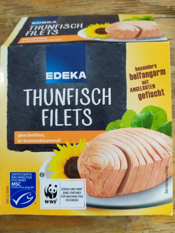 Edeka Thunfisch Filets gedchnitten, Sonnenblumenöl von Doppelher | Hochgeladen von: Doppelherz