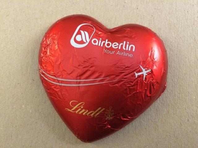 Air Berlin Herz Alpenvollmilch-Schokolade, von Lindt & S | Hochgeladen von: puscheline