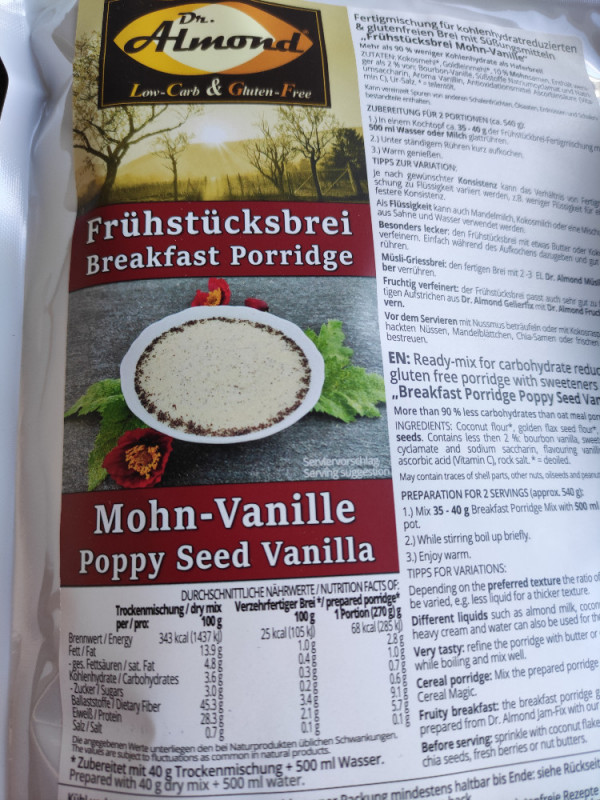 Frühstücksbrei Mohn Vanille, glutenfree von WaltraudK | Hochgeladen von: WaltraudK