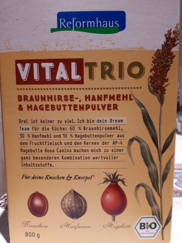 Vitaltrio, Braunhirse-, Hanfmehl und Hagebuttenpulver von Steffi | Hochgeladen von: Steffisum