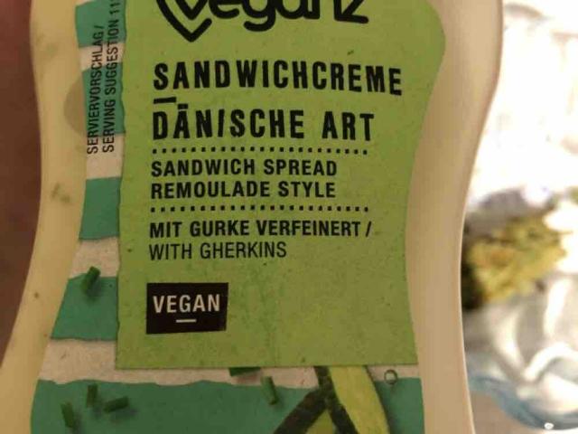 Sandwichcreme Dänische Art veganz, Rapsöl (48%), mit Gurke verfe | Hochgeladen von: Wemoto