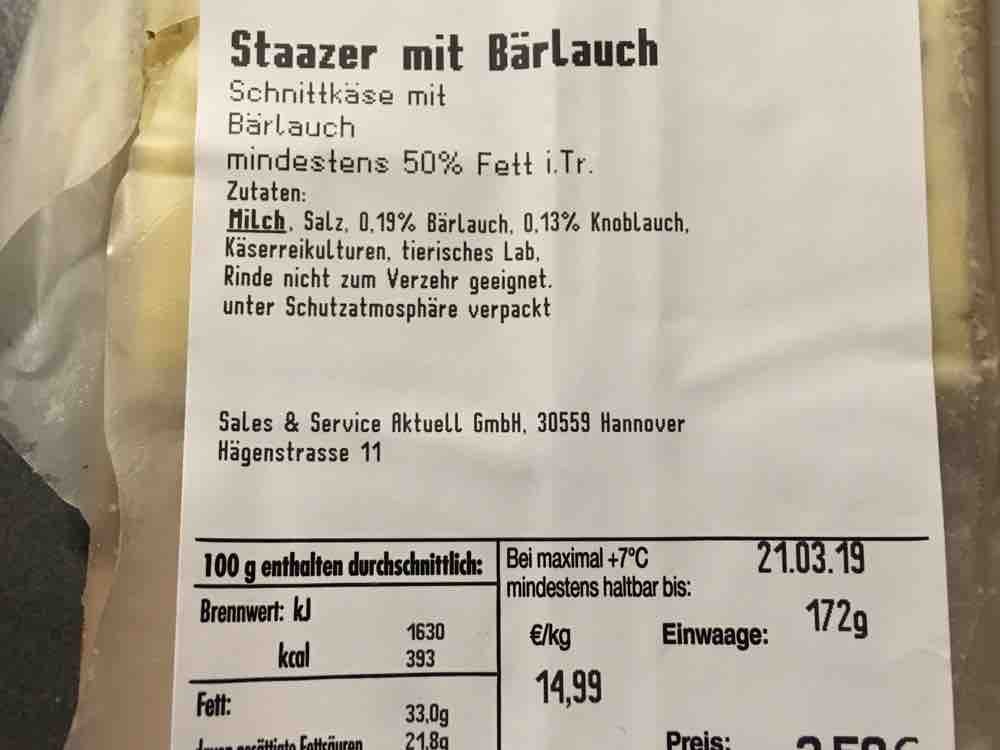 Staazer Käsestück mit Bärlauch, 50% Fett i. Tr. von Denise21 | Hochgeladen von: Denise21