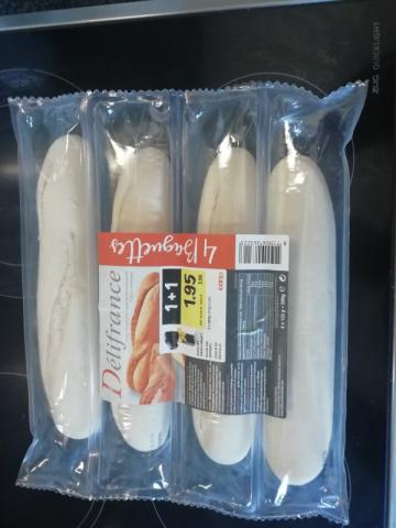 4 Vorgebackene weisse Baguettes, Migros, zum Ausbacken | Hochgeladen von: aoesch