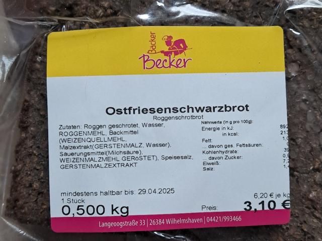 Ostfriesenschwarzbrot Bäcker Becker, Roggenschrotbrot von Yolo S | Hochgeladen von: Yolo S. Ostfriesenschwarzbrot Bäcker Becker, Roggenschrotbrot von Yolo S | Hochgeladen von: Yolo S.