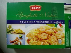 Spaghetti-Nester mit Garnelen in Weißweins | Hochgeladen von: Juvel5