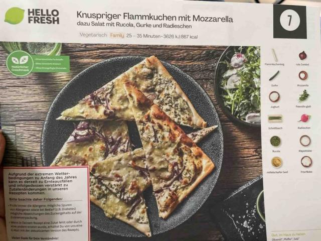 Knuspriger Flammkuchen mit Mozzarella, dazu Salat mit Ricola, Gu | Uploaded by: Thamedio
