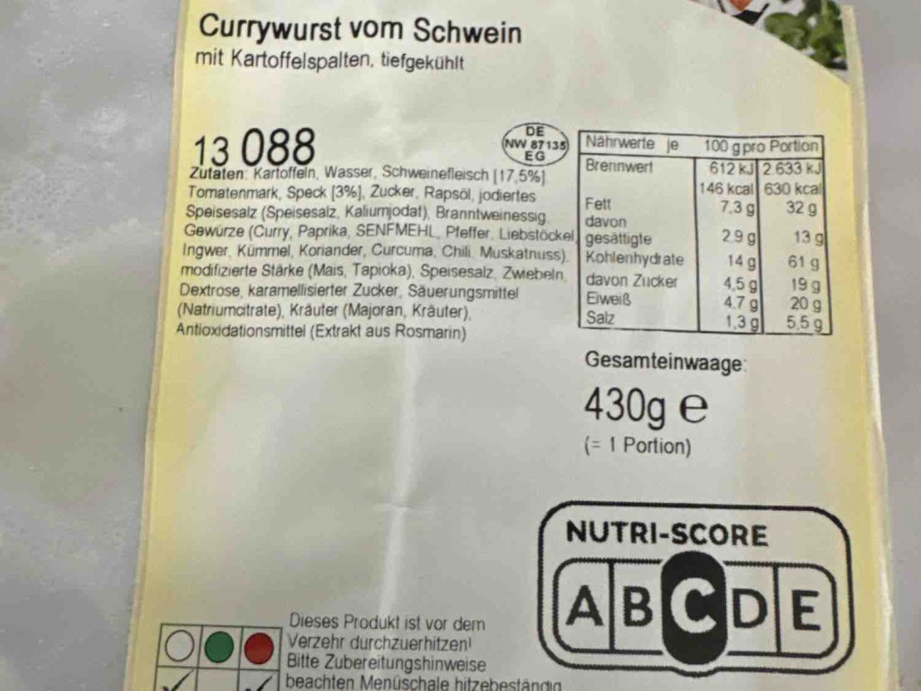 Currywurst mit Kartoffelspalten, 430 g von lauraweb | Hochgeladen von: lauraweb