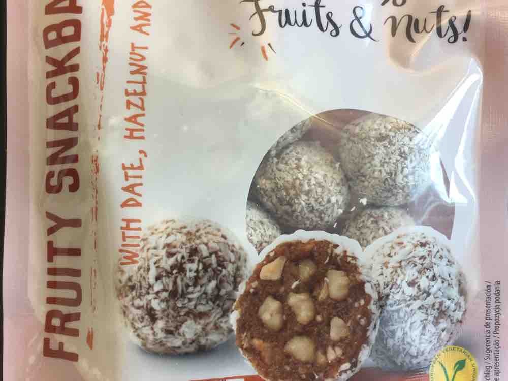 Trader Joe's, fruity snackballs, with Date, hazelnut and coconut