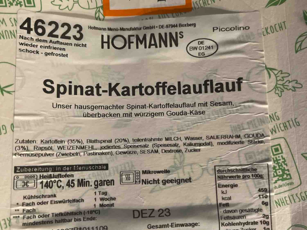 Spinat Kartoffel Auflauf Hofmann Menü von sv0009 | Hochgeladen von: sv0009