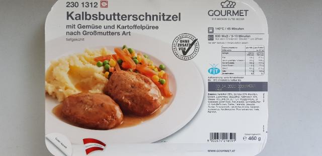 Kalbsbutterschnitzel, mit Gemüse und Kartoffelpürree nach Großmu | Hochgeladen von: florianpirkner667