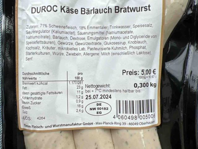 DUROC Käse Bärlauch Bratwurst von bkatha | Hochgeladen von: bkatha