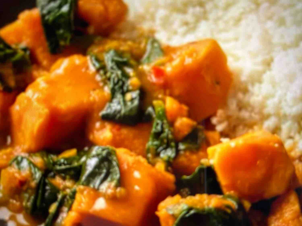 Süßkartoffel-Spinat-Curry, Blumenkohlreis von auroranuklearis | Hochgeladen von: auroranuklearis