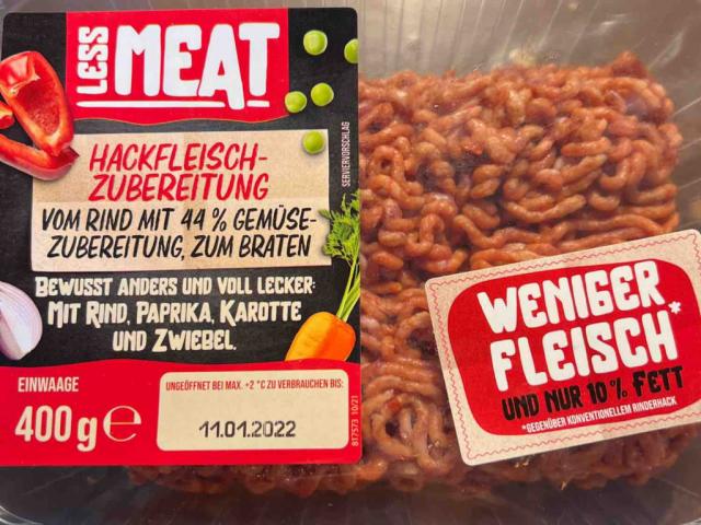 Less Meat Hackfleisch (Netto), vom Rind, mit 44% Gemüsezubereitu | Hochgeladen von: Chi84