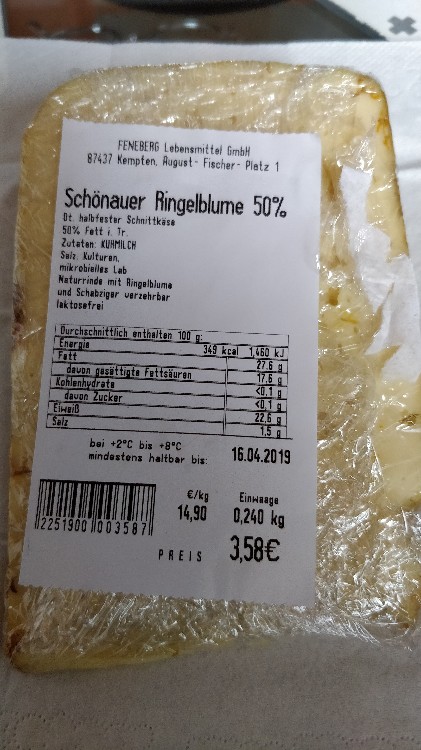 Schönauer Ringelblume 50%, Kuhmilch, Salz, Ringelblume von artur | Hochgeladen von: arturrachner181