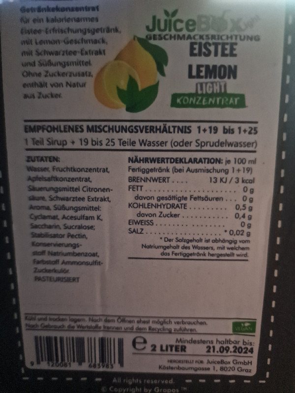 Juicebox Eistee Zitrone light, aus Konzentrat von DaKirsche | Hochgeladen von: DaKirsche