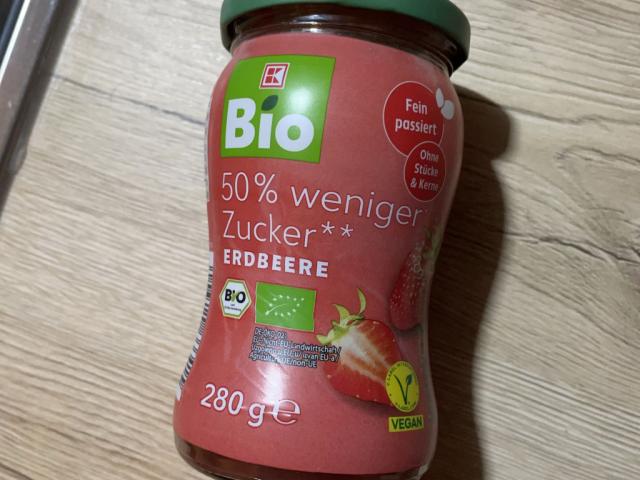 Kaufland Bio Erdbeeren-Marmelade, 50% weniger Zucker, fein passi | Hochgeladen von: Noah619