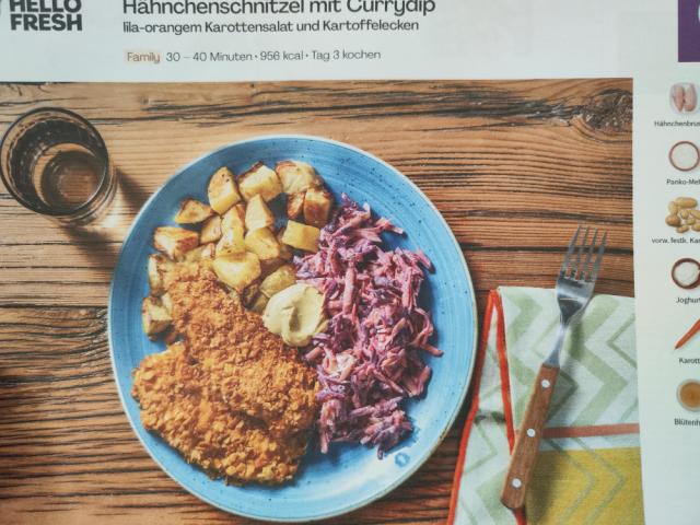 hähnchenschnitzel mit currydip karottensalat und kartoffelecken  | Hochgeladen von: PN183