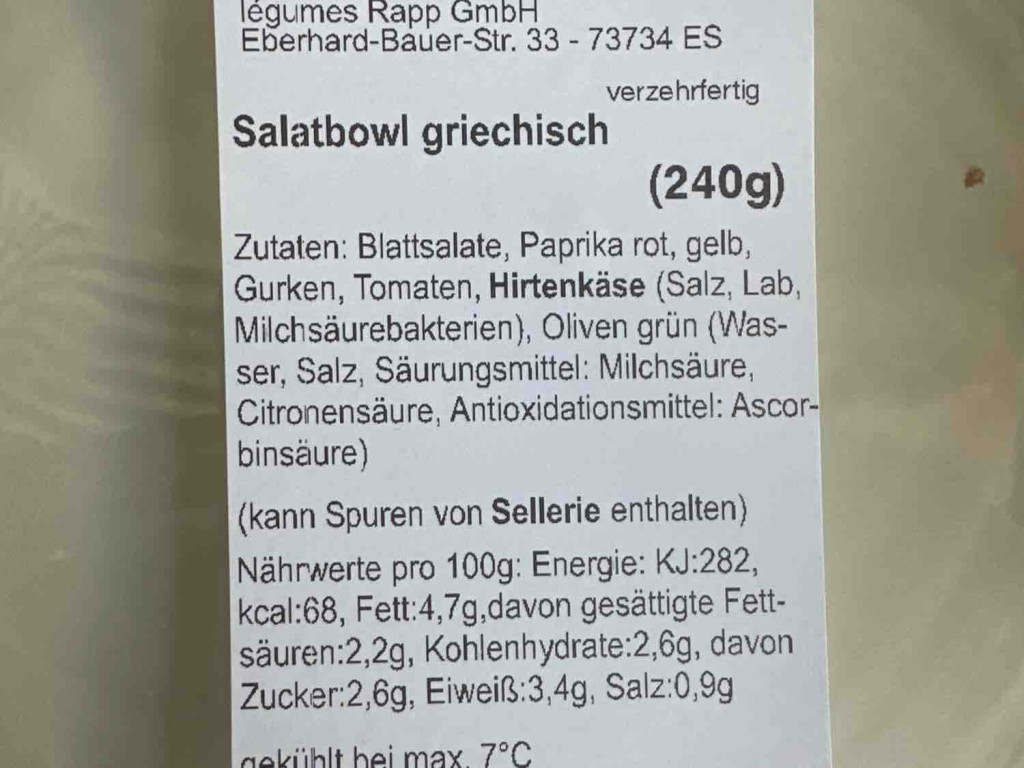 Salatbowl Griechisch, kann Spuren von Sellerie enthalten von SLI | Hochgeladen von: SLISASO