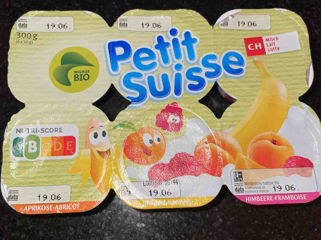 Petite Suisse Lillibigs Migros, Erdbeere/Banane/Aprikose von Nae | Hochgeladen von: Naedl