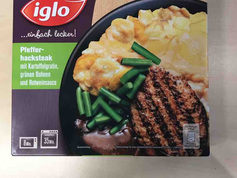 Pfefferhacksteak mit Kartoffelgratin , Grüne Bohnen und Rotweins | Hochgeladen von: LutzR