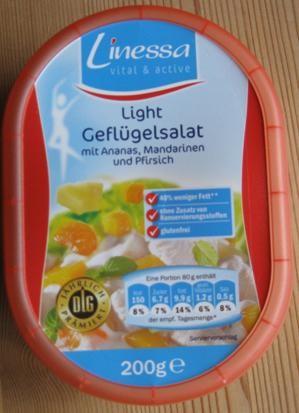 Geflügelsalat light, mit Ananas, Mandarinen, Pfirsich und Jo | Hochgeladen von: Wattwuermchen