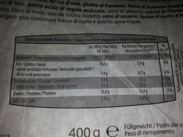 Proteinbrot, drei mal so hoher Ballaststoffanteil | Hochgeladen von: Misio