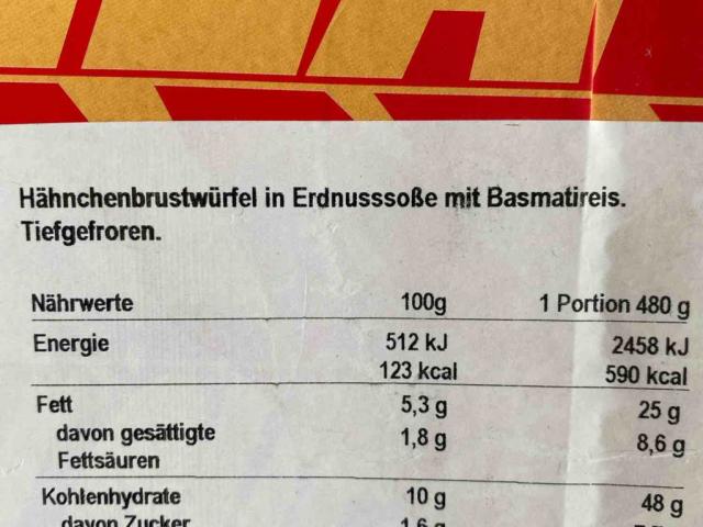 Hähnchenbrustwürfel in Erdnusssoße, mit Basmatireis von woodcomp | Hochgeladen von: woodcomp435