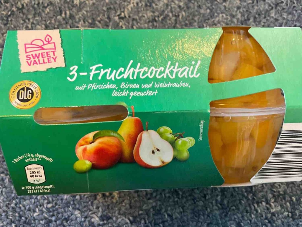 3-Fruchtcocktail, mit Pfirsichen, Birnen und Weintrauben, leicht | Hochgeladen von: HoKa248