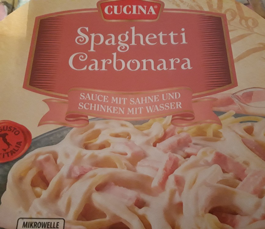 Spaghetti Carbonara, Sauce mit Sahne und Schinken mit Wasser von | Hochgeladen von: Griele