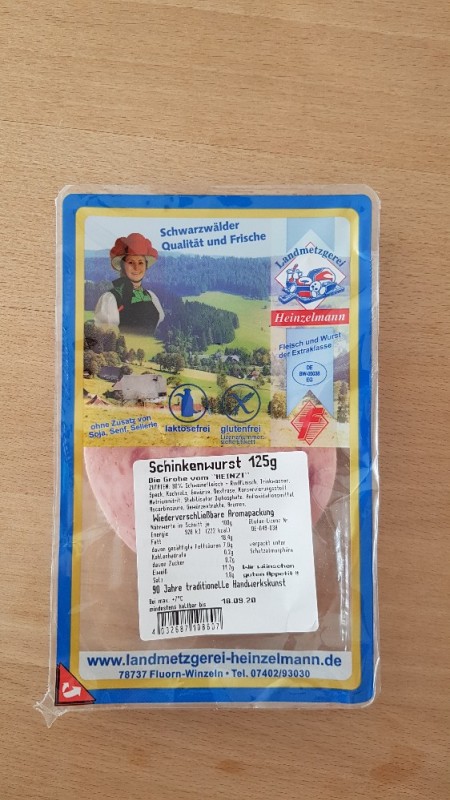 Schinkenwurst geschnitten, 80 % Schweinefleisch, Rindfleisch von | Hochgeladen von: BorMan