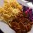 Schweine-Pilz-Gulasch mit Apfelrotkohl & Klöße, Standard 5,00 €  | Hochgeladen von: i bims