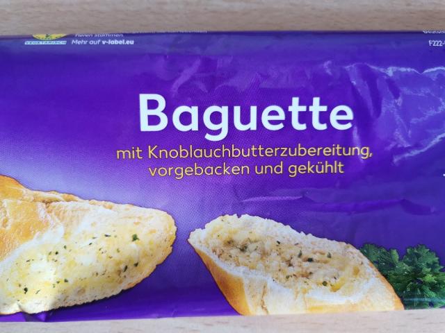 Baguette mit Knoblauchbutterzubereitung, vorgebacken und gekühlt | Hochgeladen von: hlzhs