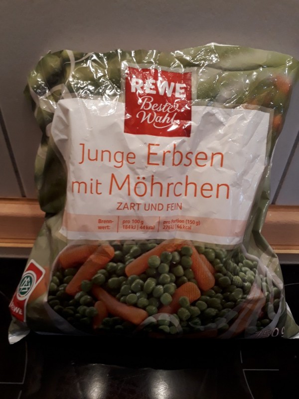 Rewe Beste Wahl, Junge Erbsen mit Möhrchen, TK Beutel Kalorien - Gemüse ...