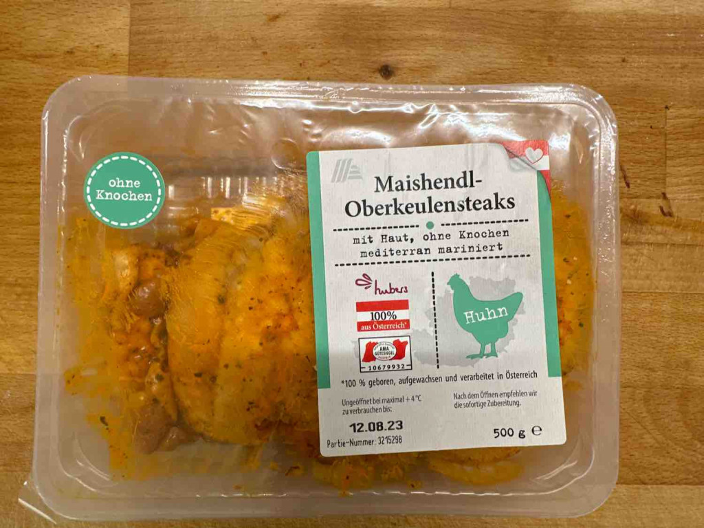 Maishendl-Oberkeulensteaks, mit Haut, ohne Knochen - mediterran  | Hochgeladen von: 85er