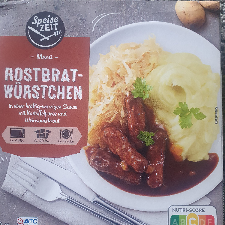 Rostbratwürstchen in sauce mit kartoffelpüre und Weinsauerkraut  | Hochgeladen von: mdehnen