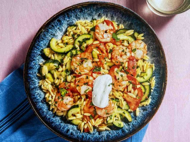 Orzo-Salat mit Garnelen Souflaki von Madleen33 | Hochgeladen von: Madleen33