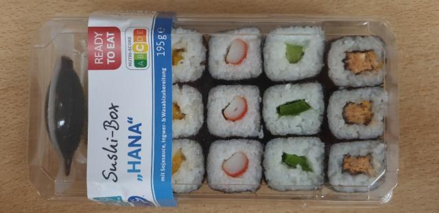 Sushi-Box "Hana", Mit Sojasauce, Ingwer- & Wasabiz | Hochgeladen von: Sane3110