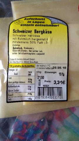 Schweizer Bergkäse, Schweizer Hartkäse, mindestens 50% Fett i. T | Hochgeladen von: eurotach883