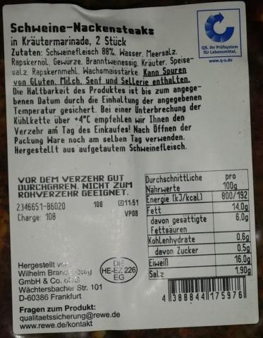Schweine Nackensteak in Kräutermarinade 320g, Fleisch | Hochgeladen von: Dany.St