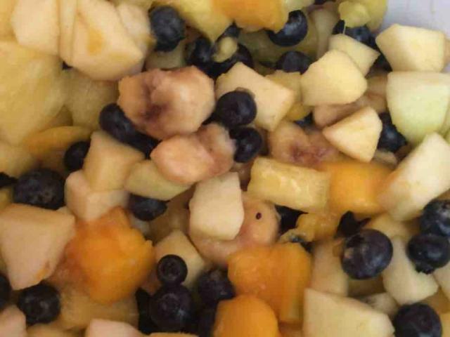 Obstsalat mit Ananas, Apfel, Birne, Orange, Banane, Weintrauben, | Hochgeladen von: petravanwickeren