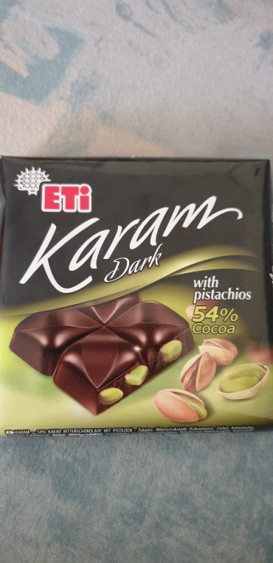Türkische Schokolade mit Pistazien, Eti Karam Dark with pistachi | Hochgeladen von: Noulaki