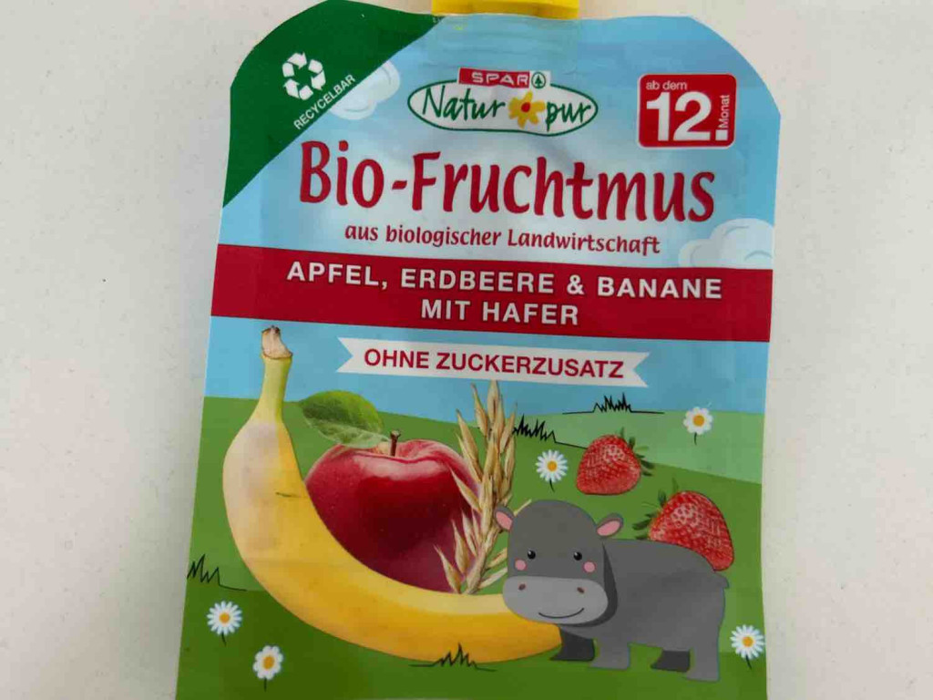 Bio Fruchtmus, Apfel, Erdbeere, Banane mit Hafer von fittami | Hochgeladen von: fittami